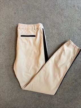 Slim Pants in Beige with Black Trim